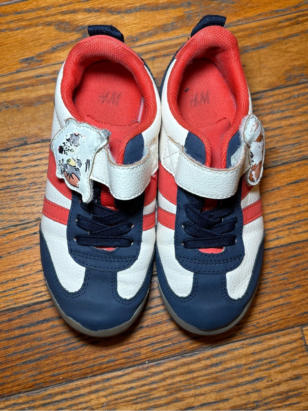 H&M Navy, White & Red Kids Velcro Sneakers